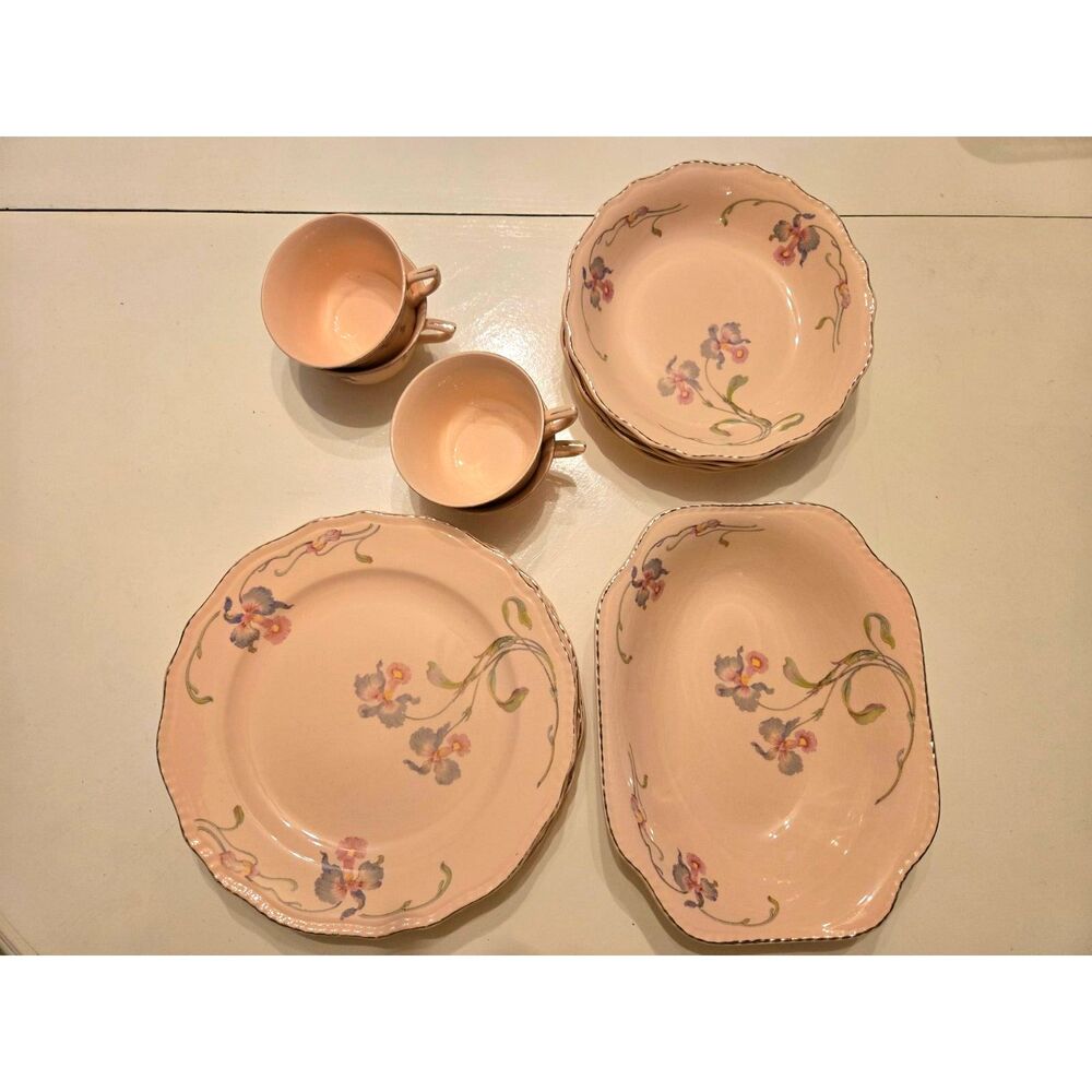 Steubenville Rose Dawn Lot Includes: Dinner Plates, Bowls, Cups & Serving Dish